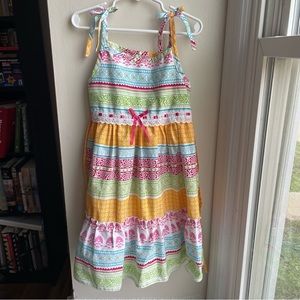 BLUEBERI BOULEVARD MULTICOLORED PATTERNED TIERED BOW DRESS SUMMER SIZE 6